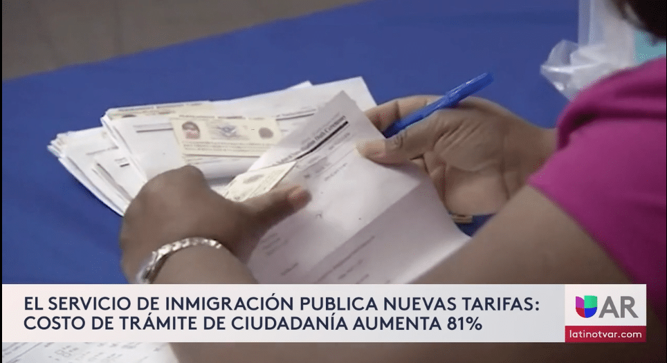 El servicio de inmigración publica nuevas tarifas Costo de trámite de